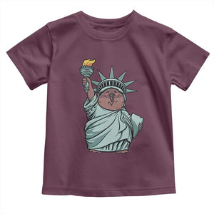 Funny Pesto The Penguin Statue Of Liberty Toddler T Shirt TS11 Maroon Print Your Wear
