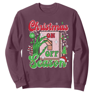 Funny Christmas Season Sweatshirt Switch Red And Green Skeleton Hand TS11 Maroon Print Your Wear