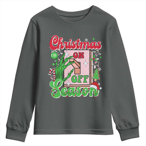 Funny Christmas Season Youth Sweatshirt Switch Red And Green Skeleton Hand TS11 Dark Heather Print Your Wear