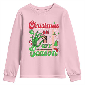 Funny Christmas Season Youth Sweatshirt Switch Red And Green Skeleton Hand TS11 Light Pink Print Your Wear