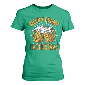 Funny Merry Drunk I'm Christmas T Shirt For Women Vintage Beer Mugs Xmas TS11 Irish Green Print Your Wear