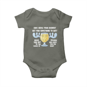 Funny Christmas Vacation Eggnog Baby Onesie Can I Refill Your Eggnogs Get You Something To Eat Xmas Movie TS11 Military Green Print Your Wear
