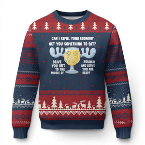 Funny Xmas Vacation Eggnog Ugly Christmas Sweater Can I Refill Your Eggnogs Get You Something To Eat Xmas Movie TS11 Navy Red Print Your Wear