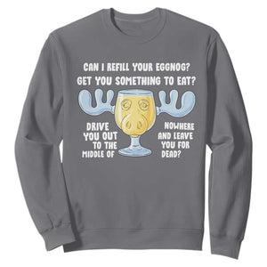 Funny Christmas Vacation Eggnog Sweatshirt Can I Refill Your Eggnogs Get You Something To Eat Xmas Movie TS11 Charcoal Print Your Wear