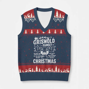Funny Xmas Vacation Eggnog V-Neck Knit Sweater Vest Griswold Family Can I Refill Your Eggnogs Xmas Movie TS11 Navy Red Print Your Wear