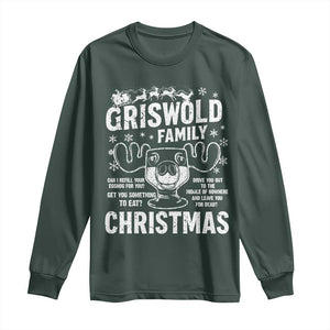 Funny Christmas Vacation Eggnog Long Sleeve Shirt Griswold Family Can I Refill Your Eggnogs Xmas Movie TS11 Dark Forest Green Print Your Wear