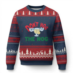 Funny Dont Hog The Nog Xmas Movie Ugly Christmas Sweater Xmas Vacation Eggnog Moose TS11 Navy Red Print Your Wear
