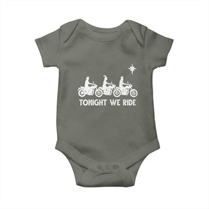 Funny Christmas Christian Biker Baby Onesie Tonight We Ride Three Wise Men Faith Xmas Motorbikes TS11 Military Green Print Your Wear