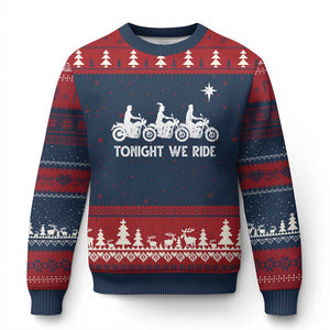 Funny Xmas Christian Biker Ugly Christmas Sweater Tonight We Ride Three Wise Men Faith Xmas Motorbikes TS11 Navy Red Print Your Wear