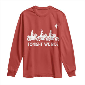 Funny Christmas Christian Biker Long Sleeve Shirt Tonight We Ride Three Wise Men Faith Xmas Motorbikes TS11 Red Print Your Wear