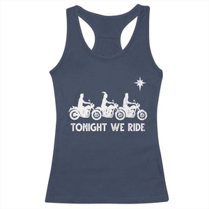 Funny Christmas Christian Biker Racerback Tank Top Tonight We Ride Three Wise Men Faith Xmas Motorbikes TS11 Navy Print Your Wear