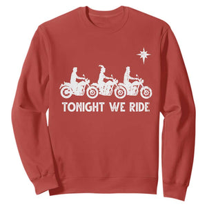 Funny Christmas Christian Biker Sweatshirt Tonight We Ride Three Wise Men Faith Xmas Motorbikes TS11 Red Print Your Wear