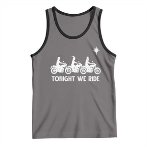 Funny Christmas Christian Biker Tank Top Tonight We Ride Three Wise Men Faith Xmas Motorbikes TS11 Deep Heather Black Print Your Wear