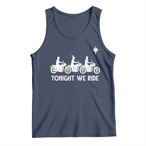 Funny Christmas Christian Biker Tank Top Tonight We Ride Three Wise Men Faith Xmas Motorbikes TS11 Navy Print Your Wear