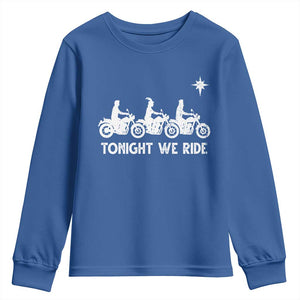 Funny Christmas Christian Biker Youth Sweatshirt Tonight We Ride Three Wise Men Faith Xmas Motorbikes TS11 Royal Blue Print Your Wear