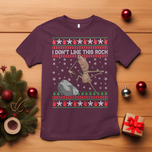 Funny Marcus The Worm Christmas T Shirt I Dont Like This Rock Xmas Meme TS11 Maroon Print Your Wear