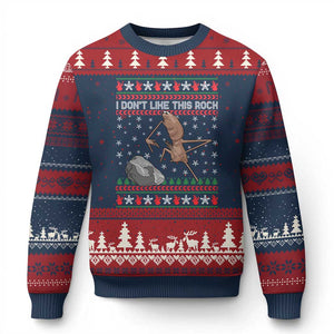Funny Marcus The Worm Xmas Ugly Christmas Sweater I Dont Like This Rock Xmas Meme TS11 Navy Red Print Your Wear