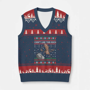 Funny Marcus The Worm Xmas V-Neck Knit Sweater Vest I Dont Like This Rock Xmas Meme TS11 Navy Red Print Your Wear