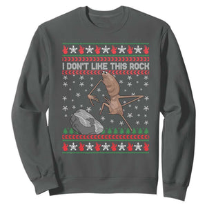 Funny Marcus The Worm Christmas Sweatshirt I Dont Like This Rock Xmas Meme TS11 Dark Heather Print Your Wear
