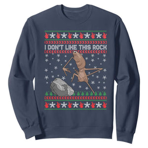 Funny Marcus The Worm Christmas Sweatshirt I Dont Like This Rock Xmas Meme TS11 Navy Print Your Wear