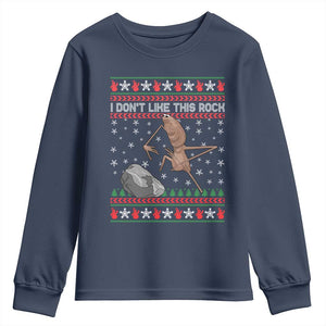 Funny Marcus The Worm Christmas Youth Sweatshirt I Dont Like This Rock Xmas Meme TS11 Navy Print Your Wear