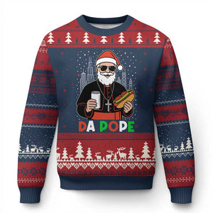 Pope Leo XIV Xmas Ugly Christmas Sweater Cardinal Robert Prevost Santa Chicago TS11 Navy Red Print Your Wear