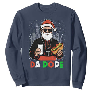 Pope Leo XIV Christmas Sweatshirt Cardinal Robert Prevost Santa Chicago TS11 Navy Print Your Wear