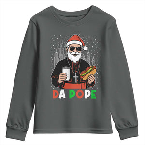Pope Leo XIV Christmas Youth Sweatshirt Cardinal Robert Prevost Santa Chicago TS11 Dark Heather Print Your Wear