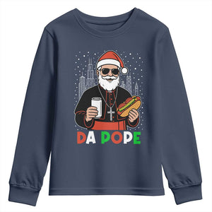 Pope Leo XIV Christmas Youth Sweatshirt Cardinal Robert Prevost Santa Chicago TS11 Navy Print Your Wear