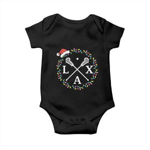 Funny Christmas Lacrosse Lax Stick Santa Hat Baby Onesie TS11 Black Print Your Wear