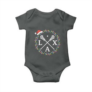 Funny Christmas Lacrosse Lax Stick Santa Hat Baby Onesie TS11 Dark Heather Print Your Wear