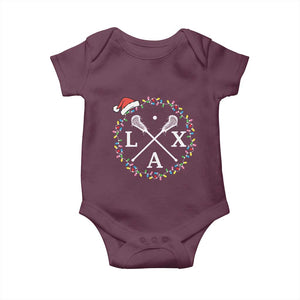 Funny Christmas Lacrosse Lax Stick Santa Hat Baby Onesie TS11 Maroon Print Your Wear
