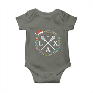 Funny Christmas Lacrosse Lax Stick Santa Hat Baby Onesie TS11 Military Green Print Your Wear
