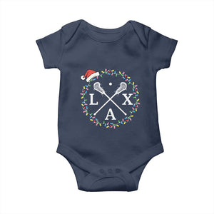 Funny Christmas Lacrosse Lax Stick Santa Hat Baby Onesie TS11 Navy Print Your Wear