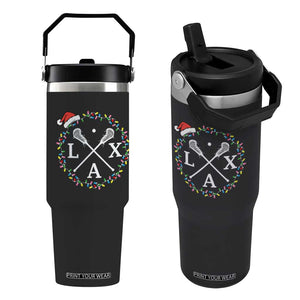 Funny Christmas Lacrosse Lax Stick Santa Hat Flip Straw Tumbler TS11 One Size: 30 oz Black Print Your Wear