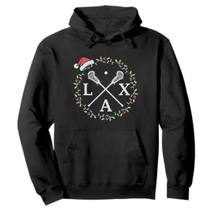 Funny Christmas Lacrosse Lax Stick Santa Hat Hoodie TS11 Black Print Your Wear