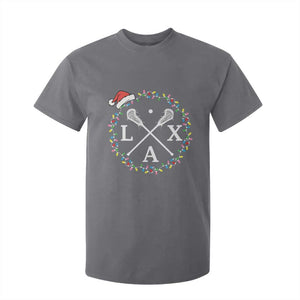 Funny Christmas Lacrosse Lax Stick Santa Hat T Shirt For Kid TS11 Charcoal Print Your Wear