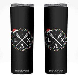 Funny Christmas Lacrosse Lax Stick Santa Hat Skinny Tumbler TS11 Black Print Your Wear