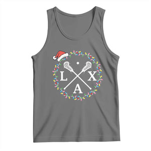 Funny Christmas Lacrosse Lax Stick Santa Hat Tank Top TS11 Black Heather Print Your Wear