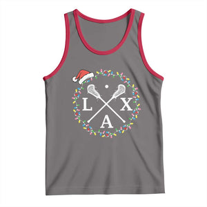 Funny Christmas Lacrosse Lax Stick Santa Hat Tank Top TS11 Deep Heather Red Print Your Wear