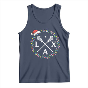 Funny Christmas Lacrosse Lax Stick Santa Hat Tank Top TS11 Navy Print Your Wear