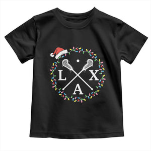 Funny Christmas Lacrosse Lax Stick Santa Hat Toddler T Shirt TS11 Black Print Your Wear