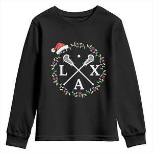 Funny Christmas Lacrosse Lax Stick Santa Hat Youth Sweatshirt - Print Your Wear