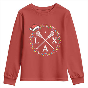 Funny Christmas Lacrosse Lax Stick Santa Hat Youth Sweatshirt - Print Your Wear