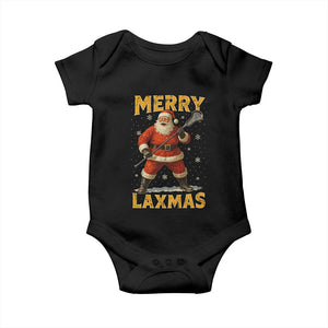 Funny Christmas Lacrosse Baby Onesie Merry Laxmas Santa Lax Player TS11 Black Print Your Wear
