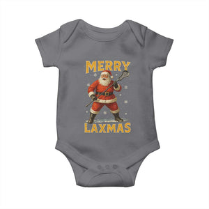 Funny Christmas Lacrosse Baby Onesie Merry Laxmas Santa Lax Player TS11 Charcoal Print Your Wear
