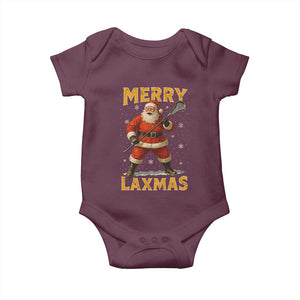 Funny Christmas Lacrosse Baby Onesie Merry Laxmas Santa Lax Player TS11 Maroon Print Your Wear