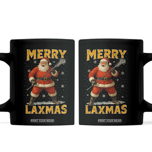 Funny Christmas Lacrosse Coffee Mug Merry Laxmas Santa Lax Player TS11 Black Print Your Wear