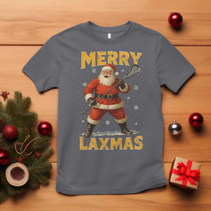 Funny Christmas Lacrosse T Shirt Merry Laxmas Santa Lax Player TS11 Charcoal Print Your Wear