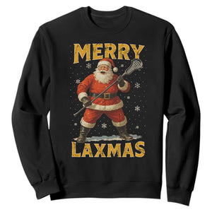 Funny Christmas Lacrosse Sweatshirt Merry Laxmas Santa Lax Player TS11 Black Print Your Wear